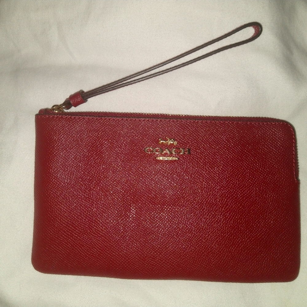 Coach Red Corner Zip Wristlet